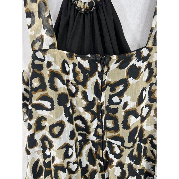 Bisou Bisou Sz 14 Black Leopard Dress Flowy Club Evening Beach Cover - Picture 3 of 4